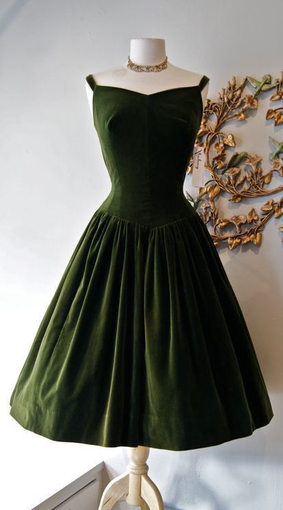 1950S Vintage Dress,Dark Green ...